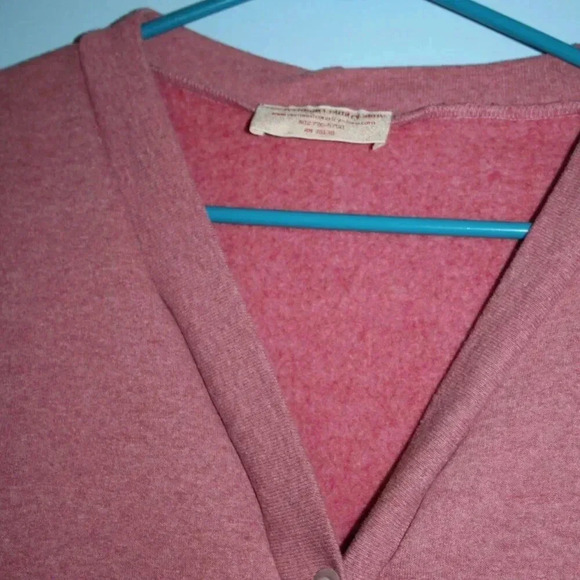 The Vermont Country Store Vintage Button Front Sweatshirt Cardigan XL Dusty Rose - Picture 4 of 12